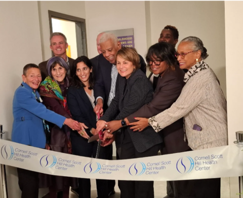 Dignitaries cut the ribbon at Cornell Scott Hill Health Center's new Child & Family Guidance Center